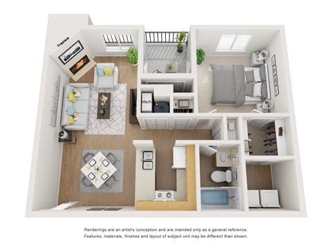 1 Bedroom 1 Bath Floorplan at Horizon East Apartments in Aurora, Colorado